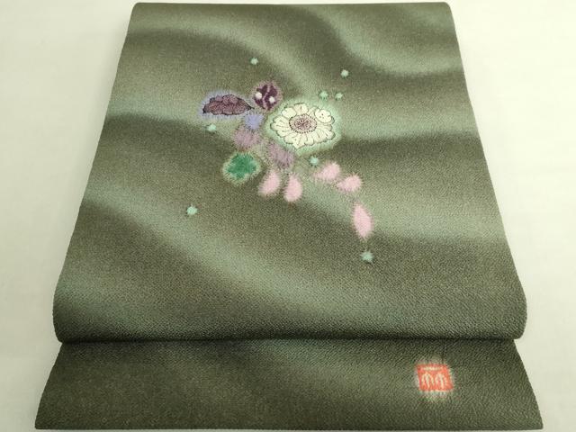 平和屋本店●極上　久保田一竹　幻の辻が花　太鼓柄袋帯　鬼しぼ縮緬　逸品　DZAB8883kh6