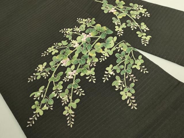 平和屋着物＊極上　夏物　九寸名古屋帯　萩花文　絽縮緬　羊羹色地　逸品　DZAB8887kh6