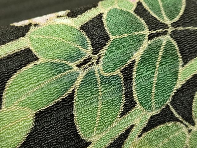 平和屋着物＊極上　夏物　九寸名古屋帯　萩花文　絽縮緬　羊羹色地　逸品　DZAB8887kh6