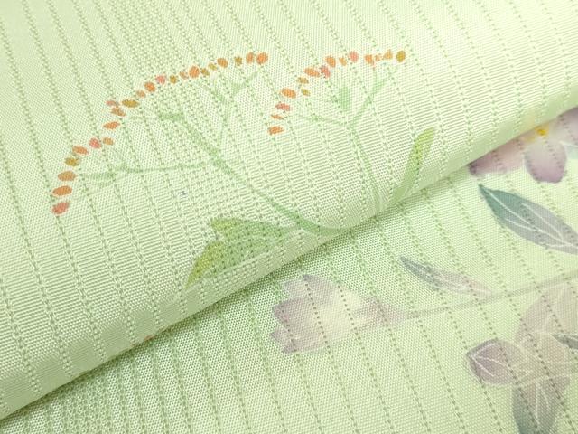 平和屋着物＊極上　夏物　九寸名古屋帯　友禅　作家物　枝花文　裏葉柳色地　逸品　DZAB8890kh6