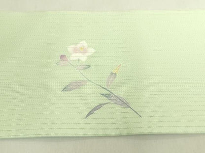 平和屋着物＊極上　夏物　九寸名古屋帯　友禅　作家物　枝花文　裏葉柳色地　逸品　DZAB8890kh6