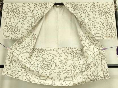 平和屋本店∞極上　青山みとも　長羽織　枝花文　反端付き　逸品　DZAB8895kh6