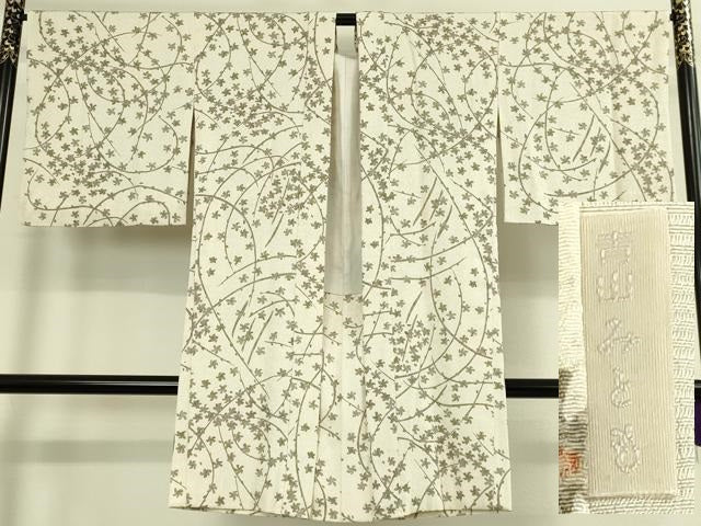 平和屋本店∞極上　青山みとも　長羽織　枝花文　反端付き　逸品　DZAB8895kh6