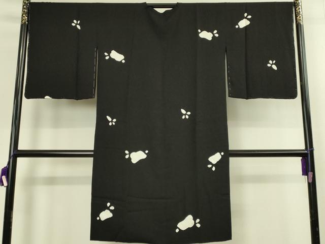 平和屋着物∞極上　道行コート　ロング丈　絞り　兎　人参　黒地　金彩　逸品　未使用　DZAB8899kh6