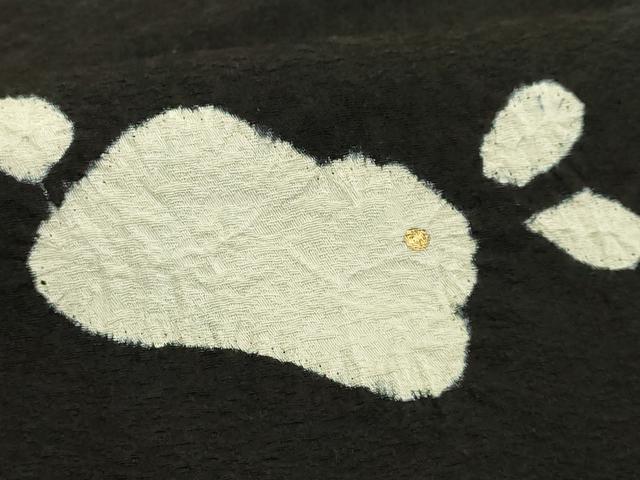 平和屋着物∞極上　道行コート　ロング丈　絞り　兎　人参　黒地　金彩　逸品　未使用　DZAB8899kh6