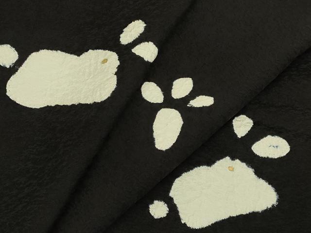 平和屋着物∞極上　道行コート　ロング丈　絞り　兎　人参　黒地　金彩　逸品　未使用　DZAB8899kh6