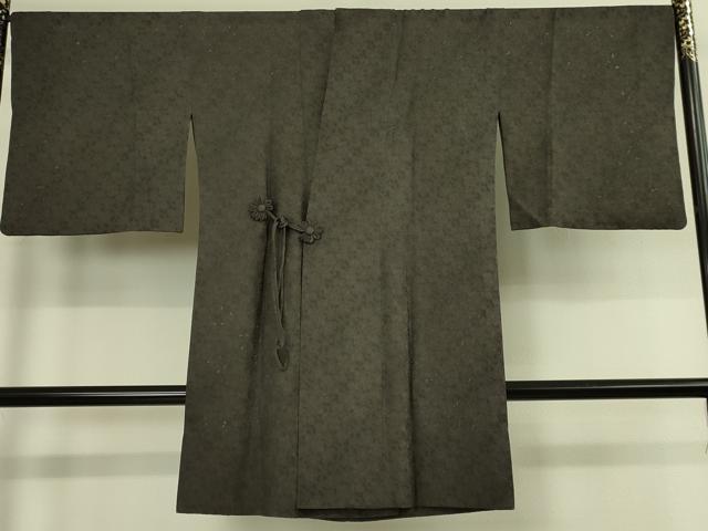 平和屋着物∞極上　道中着　スリーシーズン　春夏秋　塵除け　ロング丈　花唐草紋紗　憲法黒茶色　京都きもの友禅扱い　逸品　DZAB8909kh6