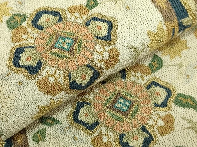 平和屋本店●最高級　中国三大刺繍　総相良刺繍　総刺繍　袋帯　200万粒　総詰め　格天井花文　金糸　逸品　DZAB8917kh6