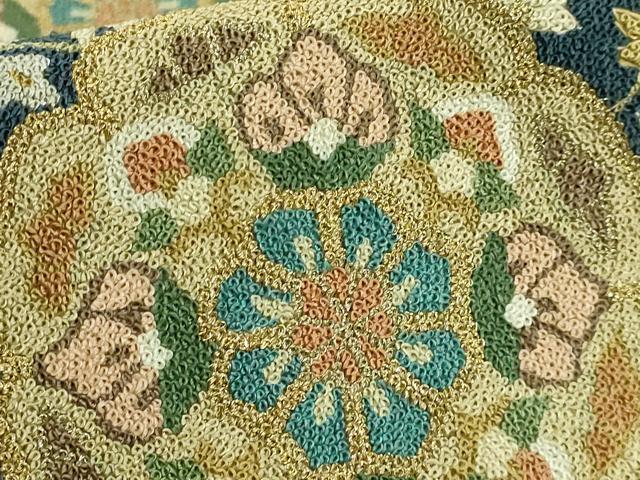 平和屋本店●最高級　中国三大刺繍　総相良刺繍　総刺繍　袋帯　200万粒　総詰め　格天井花文　金糸　逸品　DZAB8917kh6