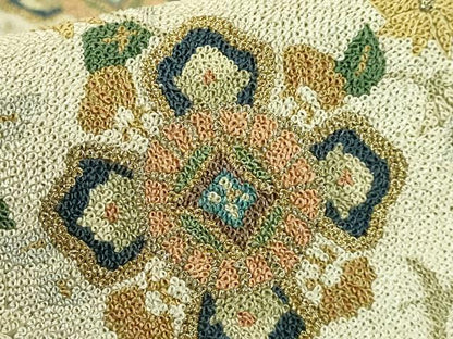 平和屋本店●最高級　中国三大刺繍　総相良刺繍　総刺繍　袋帯　200万粒　総詰め　格天井花文　金糸　逸品　DZAB8917kh6