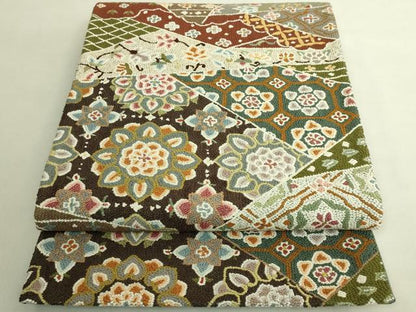 平和屋本店●最高級　中国三大刺繍　総相良刺繍　総刺繍　袋帯　200万粒　総詰め　切り嵌め花文　金糸　逸品　DZAB8918kh6
