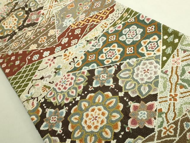 平和屋本店●最高級　中国三大刺繍　総相良刺繍　総刺繍　袋帯　200万粒　総詰め　切り嵌め花文　金糸　逸品　DZAB8918kh6