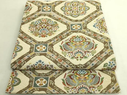 平和屋本店●最高級　中国三大刺繍　総相良刺繍　総刺繍　袋帯　200万粒　総詰め　向かい鳥蜀江花文　金糸　逸品　DZAB8919kh6