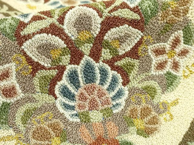 平和屋本店●最高級　中国三大刺繍　総相良刺繍　総刺繍　袋帯　200万粒　総詰め　向かい鳥蜀江花文　金糸　逸品　DZAB8919kh6