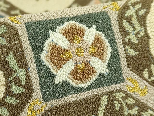平和屋本店●最高級　中国三大刺繍　総相良刺繍　総刺繍　袋帯　200万粒　総詰め　向かい鳥蜀江花文　金糸　逸品　DZAB8919kh6