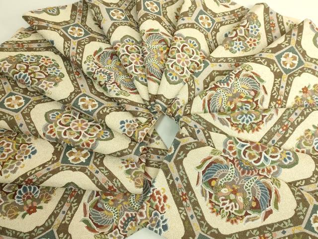 平和屋本店●最高級　中国三大刺繍　総相良刺繍　総刺繍　袋帯　200万粒　総詰め　向かい鳥蜀江花文　金糸　逸品　DZAB8919kh6