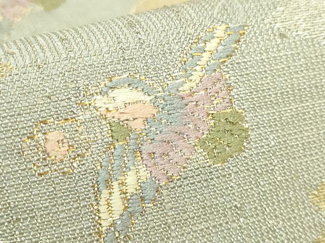 平和屋着物●極上　九寸開き名古屋帯　唐織　松皮菱飛鳥文　金銀糸　ゑり善扱い　逸品　DZAB8922kh6