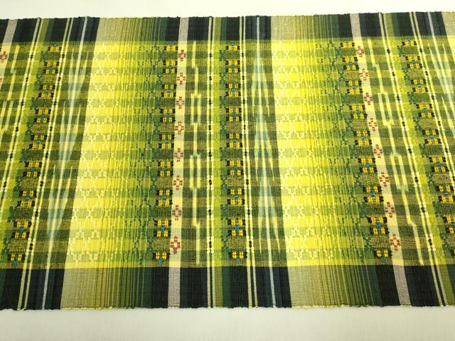 平和屋着物●極上　首里花織　八寸名古屋帯　横段文　証紙付き　逸品　DZAB8925kh6
