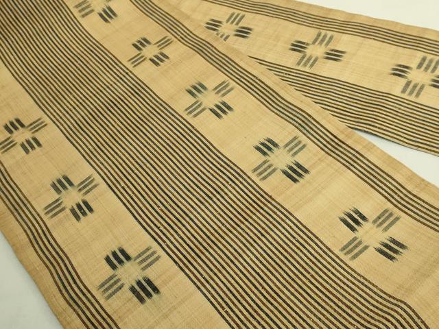 平和屋本店＊希少　人間国宝　平良敏子　喜如嘉の芭蕉布　手積み芭蕉糸100％　九寸名古屋帯　間道　逸品　DZAB8928kh6