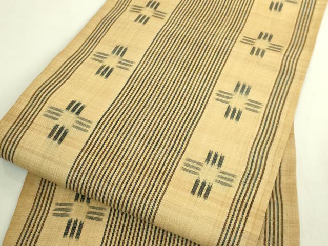平和屋本店＊希少　人間国宝　平良敏子　喜如嘉の芭蕉布　手積み芭蕉糸100％　九寸名古屋帯　間道　逸品　DZAB8928kh6
