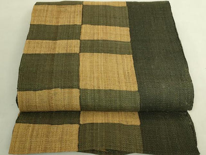 平和屋本店＊極上　夏物　古代原始布　科布　八寸名古屋帯　変り市松文様　逸品　DZAB8929kh6