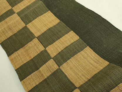 平和屋本店＊極上　夏物　古代原始布　科布　八寸名古屋帯　変り市松文様　逸品　DZAB8929kh6