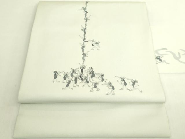 平和屋着物●極上　塩瀬　九寸名古屋帯　手描き　カッパ　色地　逸品　DZAB8933kh6