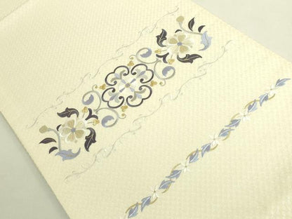 平和屋着物●極上　太鼓柄　京袋帯　WAKKA　ワッカ　総刺繍　花唐草　金糸　逸品　未使用　DZAB8934kh6