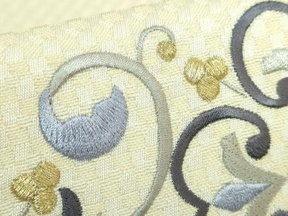 平和屋着物●極上　太鼓柄　京袋帯　WAKKA　ワッカ　総刺繍　花唐草　金糸　逸品　未使用　DZAB8934kh6