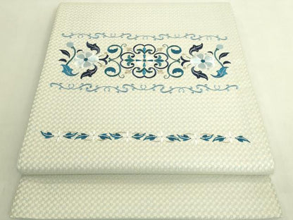 平和屋着物●極上　太鼓柄　京袋帯　WAKKA　ワッカ　総刺繍　花唐草　銀糸　逸品　DZAB8935kh6