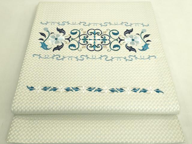 平和屋着物●極上　太鼓柄　京袋帯　WAKKA　ワッカ　総刺繍　花唐草　銀糸　逸品　DZAB8935kh6