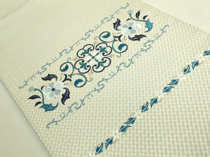 平和屋着物●極上　太鼓柄　京袋帯　WAKKA　ワッカ　総刺繍　花唐草　銀糸　逸品　未使用　DZAB8936kh6