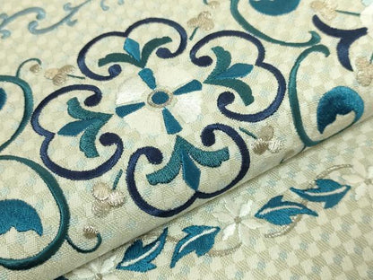 平和屋着物●極上　太鼓柄　京袋帯　WAKKA　ワッカ　総刺繍　花唐草　銀糸　逸品　DZAB8935kh6