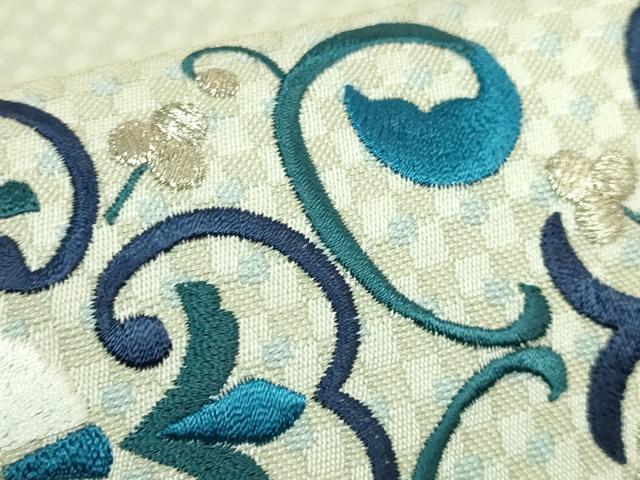 平和屋着物●極上　太鼓柄　京袋帯　WAKKA　ワッカ　総刺繍　花唐草　銀糸　逸品　DZAB8935kh6