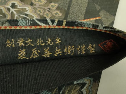 平和屋着物●極上　西陣　木野織物　菱屋善兵衛謹製　六通柄袋帯　桐　源氏香　金糸　逸品　DZAB8940kh6