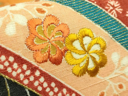 平和屋本店●極上　創業130年　江戸染繍友禅　大彦　太鼓柄袋帯　紬地　刺繍　雲取り花文　黒地　金銀糸　逸品　DZAB8942kh6