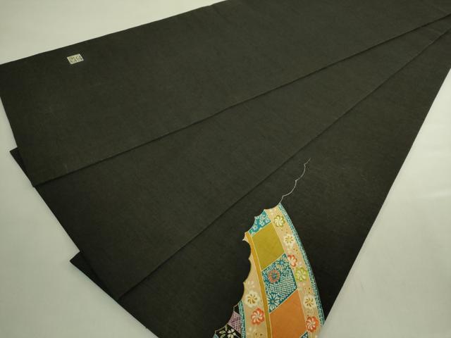 平和屋本店●極上　創業130年　江戸染繍友禅　大彦　太鼓柄袋帯　紬地　刺繍　雲取り花文　黒地　金銀糸　逸品　DZAB8942kh6
