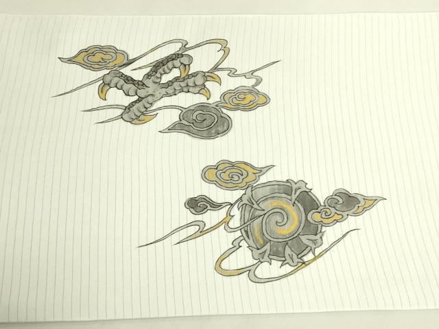平和屋着物＊極上　夏物　太鼓柄袋帯　作家物　雲龍　金彩　逸品　DZAB8947kh6