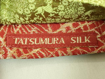 平和屋着物●極上　龍村美術織物　両面　半幅帯　豊花麗犬文　敷松葉　金糸　逸品　未使用　DZAB8949kh6