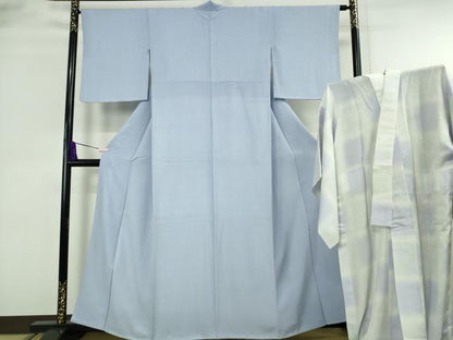 平和屋本店●極上　江戸小紋・長襦袢(無双仕立て)セット　角通し　淡藤色×白　逸品　DZAB8951kh6