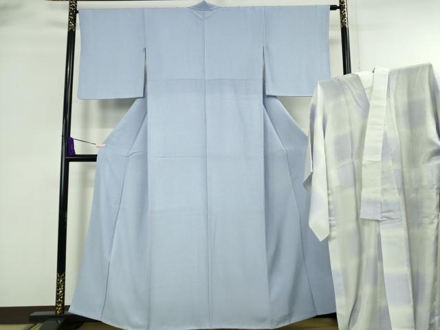 平和屋本店●極上　江戸小紋・長襦袢(無双仕立て)セット　角通し　淡藤色×白　逸品　DZAB8951kh6