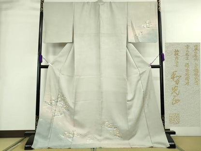 平和屋本店●極上　金彩友禅　卓越技能者・名工・和田光正　訪問着　花舟　暈し染め　金銀彩　ロング丈　反端付き　逸品　DZAB8952kh6