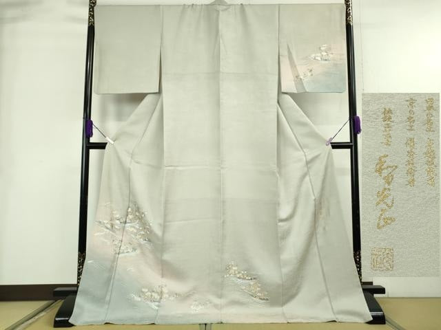 平和屋本店●極上　金彩友禅　卓越技能者・名工・和田光正　訪問着　花舟　暈し染め　金銀彩　ロング丈　反端付き　逸品　DZAB8952kh6