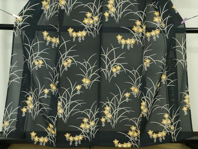 平和屋本店＊極上　夏物　銀座　志ま亀　小紋　絽　秋草　百入茶色地　たとう紙付き　逸品　未使用　DZAB8954kh6