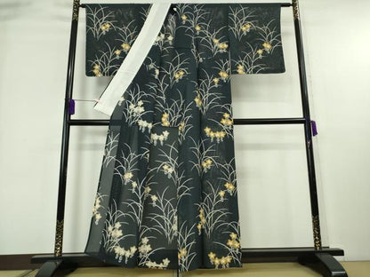 平和屋本店＊極上　夏物　銀座　志ま亀　小紋　絽　秋草　百入茶色地　たとう紙付き　逸品　未使用　DZAB8954kh6