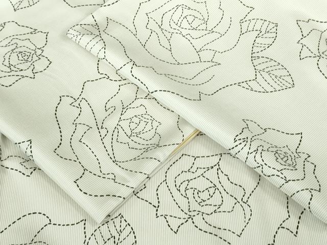 平和屋着物●極上　本場縞大島紬　白大島　薔薇　バラ　ロング丈　逸品　DZAB8957kh6