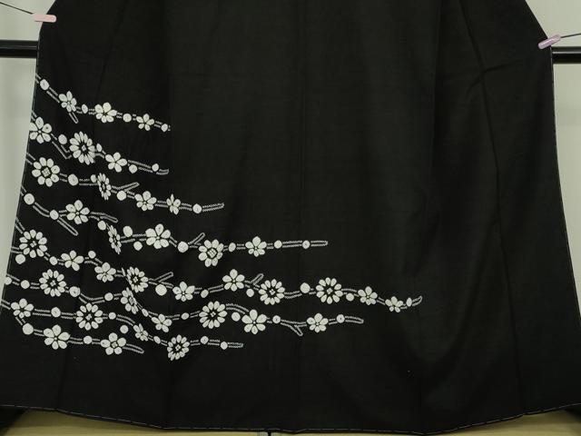平和屋着物●極上　訪問着　紬地　絞り　舞花文　黒地　健勝苑扱い　逸品　未使用　DZAB8958kh6