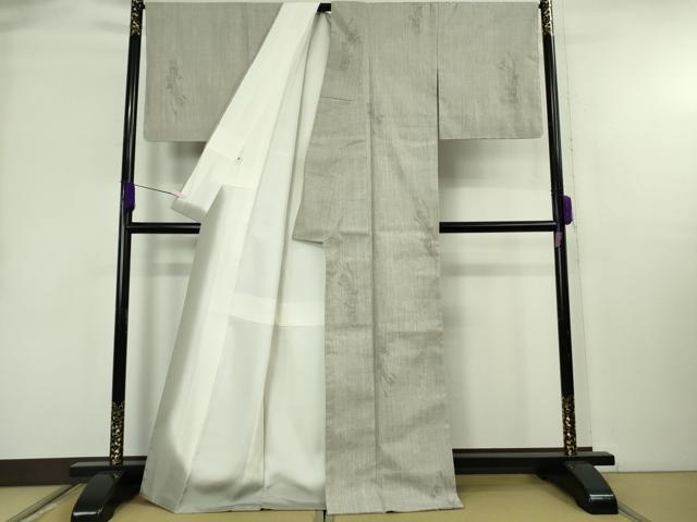 平和屋本店●極上 本場結城紬 重要無形文化財 地機 奥順謹製 野村福一 100亀甲 飛び亀甲柄 短冊 灰白色地 証紙付き 逸品 未使用DZAB8960kh6