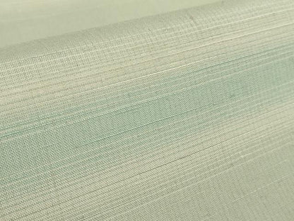 平和屋着物●極上　紬　横段文　白緑色地　ロング丈　逸品　DZAB8964kh6