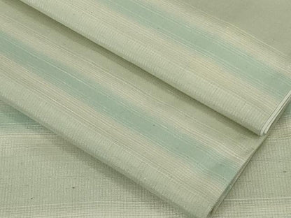 平和屋着物●極上　紬　横段文　白緑色地　ロング丈　逸品　DZAB8964kh6